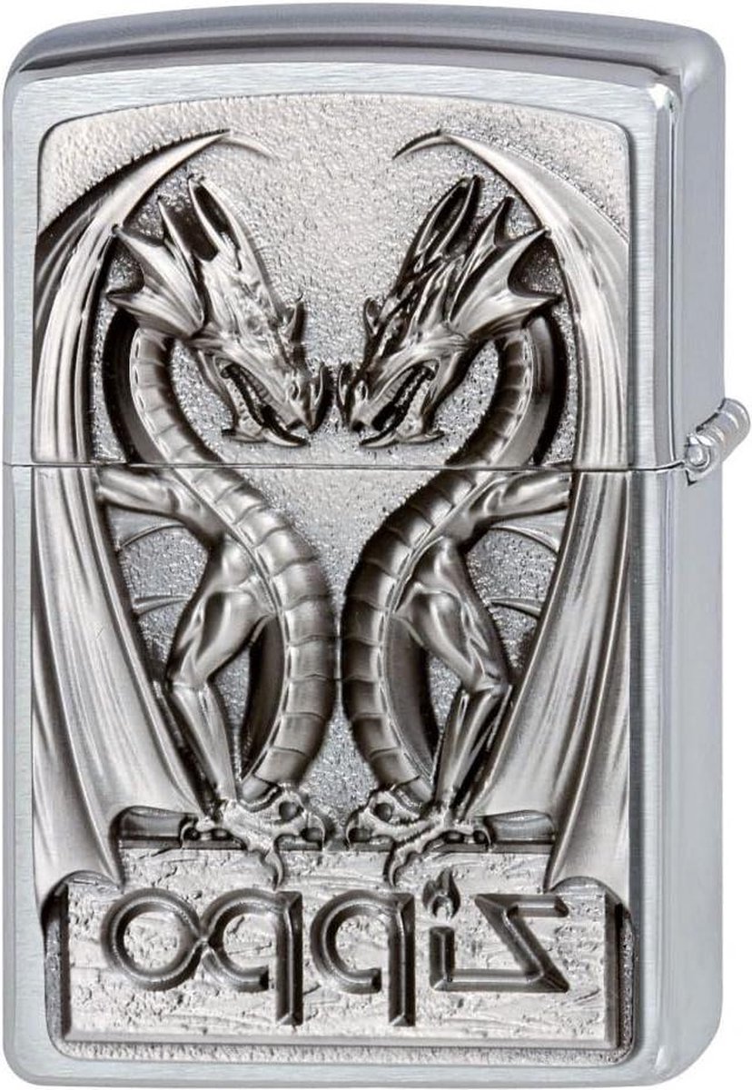Dragon Heart 2002728 Benzineaansteker - Messing Geborsteld Chroom - 1 x 35 x 55 cm