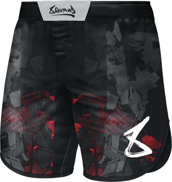 Foto: 8 weapons vechtsportbroek fightshorts hit 2 0 zwart rood