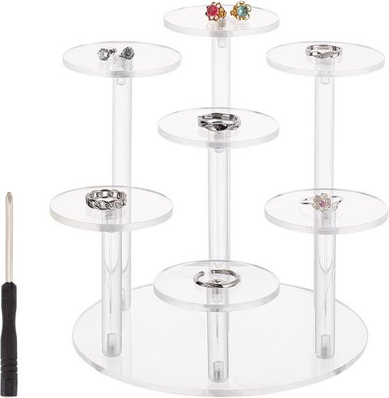 Présentoir Acrylique Transparent 2 à 5 Étages - Rangement Parfums Bijoux Cupcakes