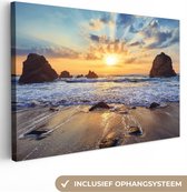 Peinture sur toile 120x80 cm - Décoration murale Plage - Coucher de soleil - Nature - Mer - Paysage - Décoration murale murale salon - Décoration chambre - Accessoires de chambre - Peintures
