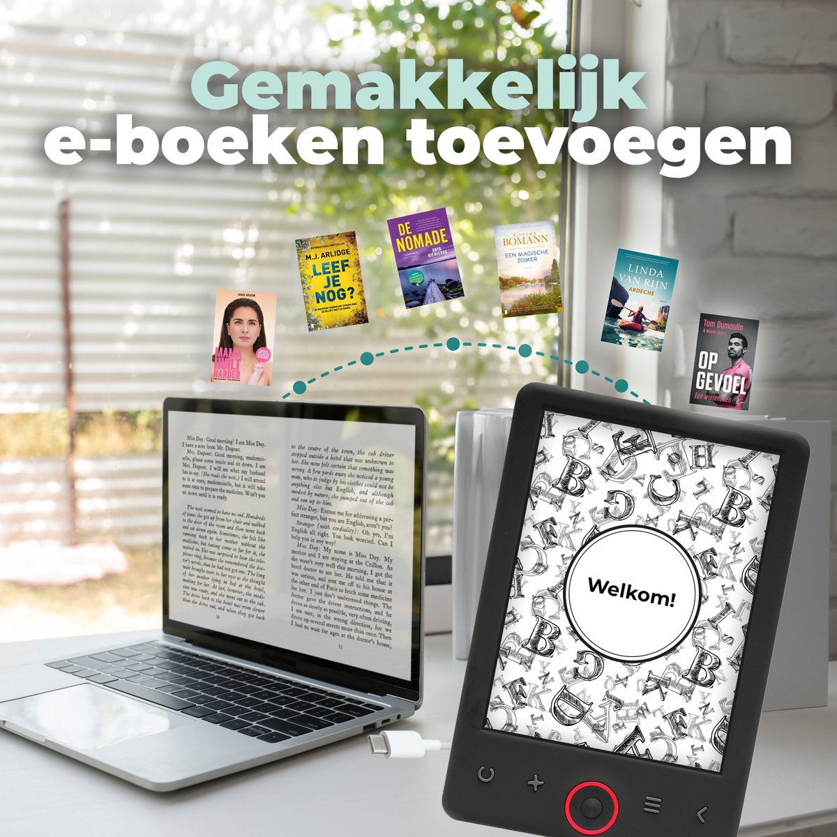 docooler E-book reader kleur S62, 6-inch display