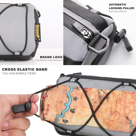 ROCKBROS Stuurtas 2L / 3,6L - Verstelbare Schoudertas voor MTB, Gravel, Scooter en E-Bike - Lichtgewicht Fietstas 100% Polyester
