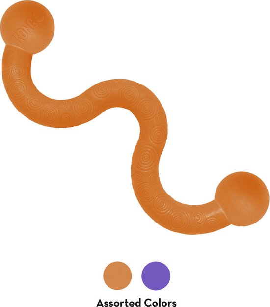 Oranje KONG ogee speelgoed met 'Assorted Colors' tekst.