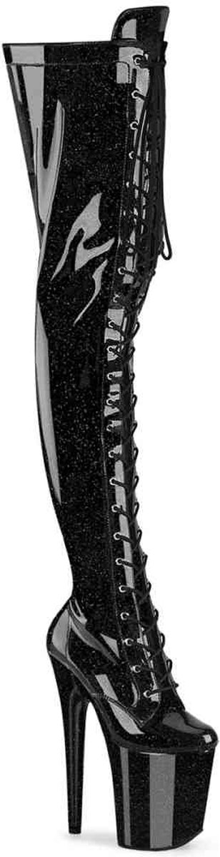 Pleaser - FLAMINGO-3020GP Plateau Overknee Laarzen - US 7 - 37 Shoes - Zwart