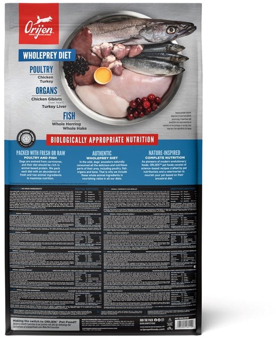Orijen Whole Prey Original Dog Kip&Kalkoen - Hondenvoer - 11.4 kg