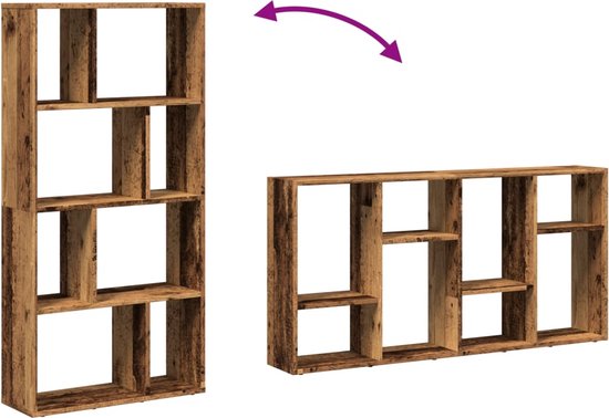 vidaXL - Bibliothèque - 60x20x120 - cm - décoré - bois - ancien - couleur bois