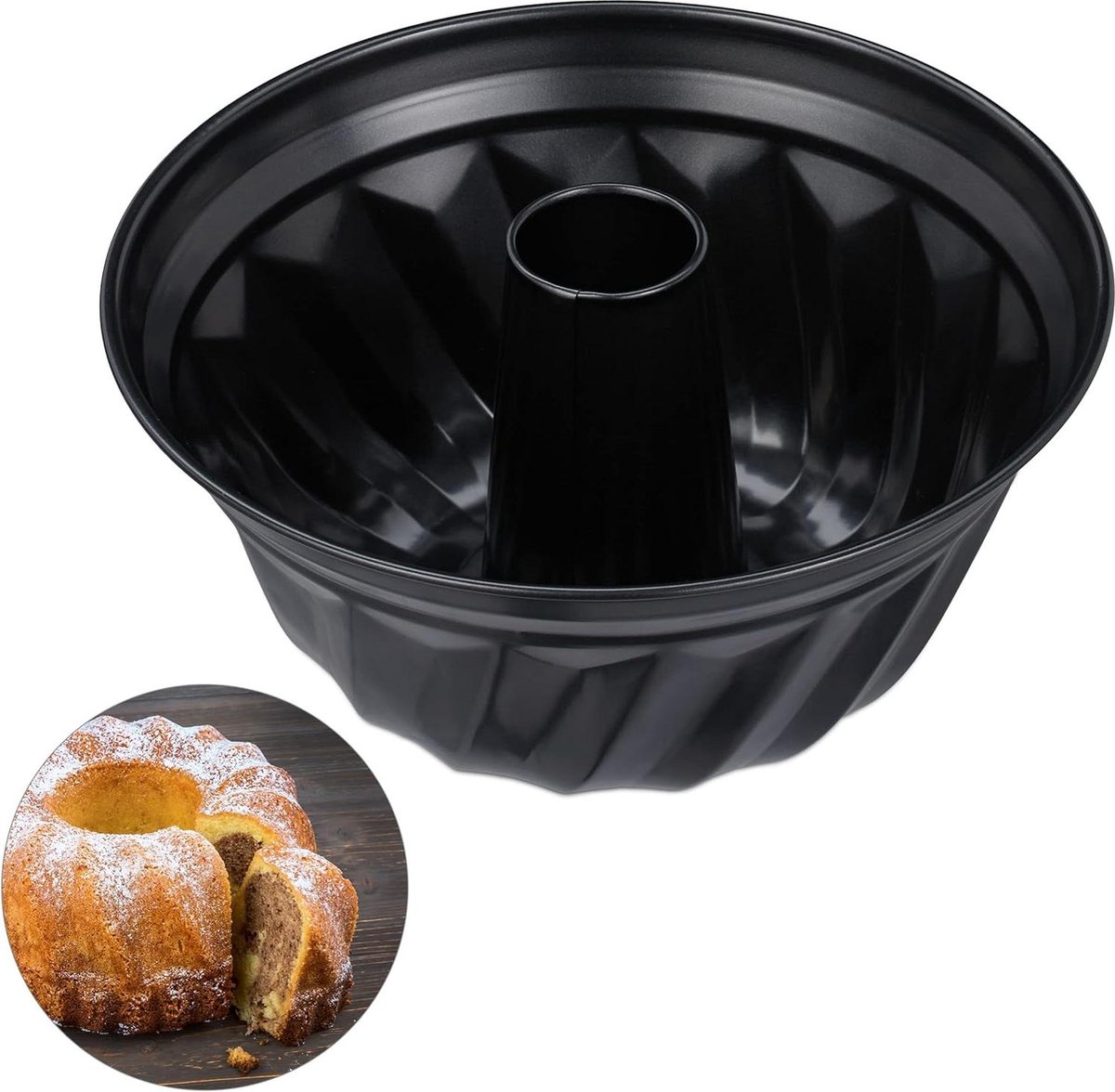 Puddingvorm Tulbandvorm Marmer Biscuitgebak Antiaanbaklaag Carbonstaal Ronde Cakevorm Zwart Ø 25 cm Gebakschalen Online puddingvorm