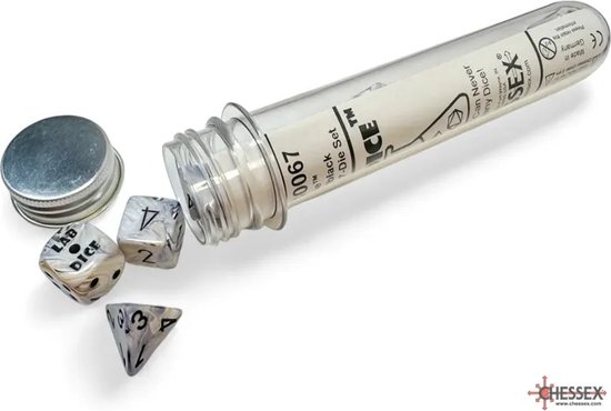 Chessex 8-Die set Lab Dice Marble Calcite/Blue Polyhedral | bol