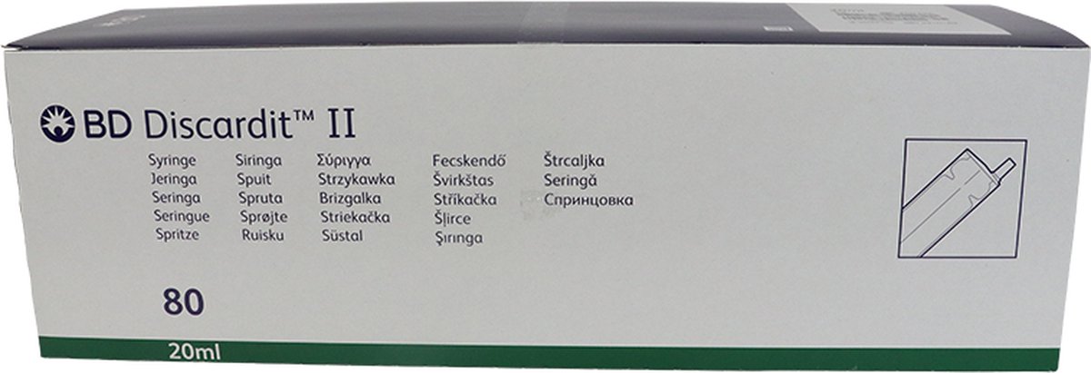 BD Syringe 2 pieces 20 ml Discardit II, 80 pcs (300296)