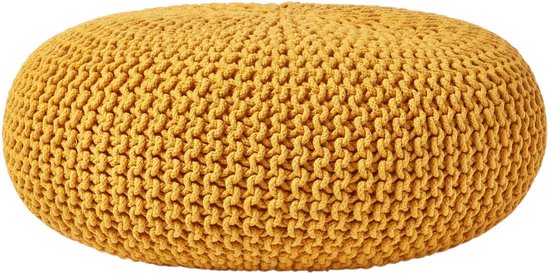 Homescapes Gebreide poef voetenbank bonen gevuld 100% katoen voor woonkamer kinderen of de ouderen Basket Large - W42 x H37 cm Chocolade