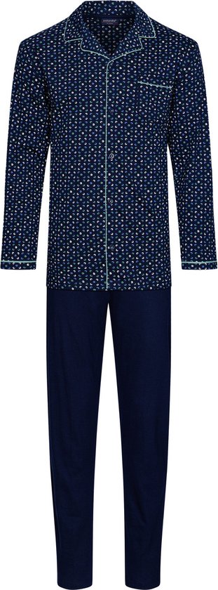 Foto: Pastunette heren pyjama katoen met knoopsluiting donkerblauw 3xl