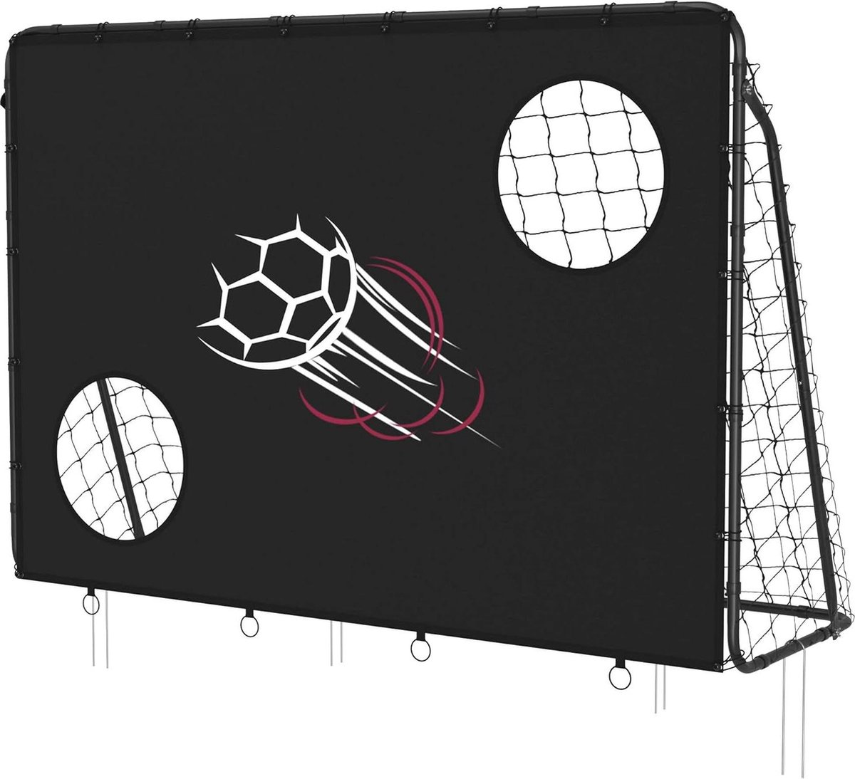Voetbaldoel met doelwand voor kinderen - snelle montage - tuin park strand - metalen buizen en PE net - zwart SZQ215B02