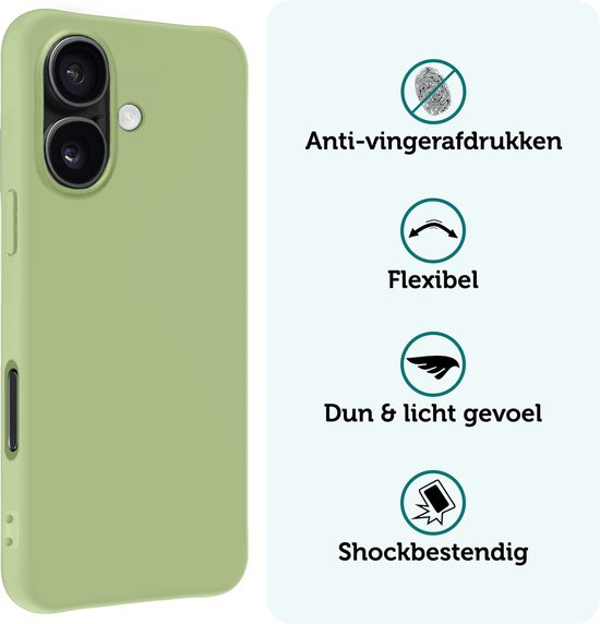 Coque adaptée pour iPhone 16 Plus Coque en Siliconen – Coque adaptée pour iPhone 16 Plus Coque arrière – Vert – Lot de 2