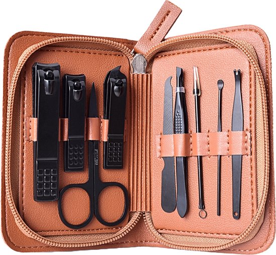 Fritzline 9 delige Manicure Set - Nagelknipper - Nagelvijl - Pedicure Set - Manicureset - Wenkbrauw Schaartje