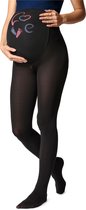 Be Mammy Dames Panty - Zwangerschapspanty - 150 DEN - Medium gloss - Katoen - BE-GI-1122 - Zwart Patroon-003 - M