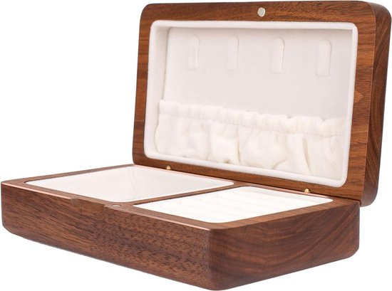 Sieradendoos met spiegel, grote capaciteit retro massief houten sieradendoos voor vrouwen, desktop sieraden organisator box display (kleur: A) (A