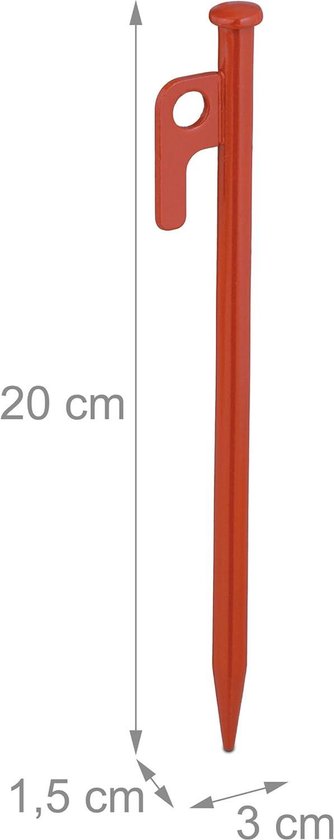 Relaxdays Rotspennen – Set Van 12, 20 Cm, Staal, Voor Harde Grond, Rood