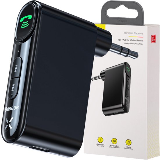 Baseus - BSBA-02 - - (Overseas - Edition) - Bluetooth - AUX-zender - zwart