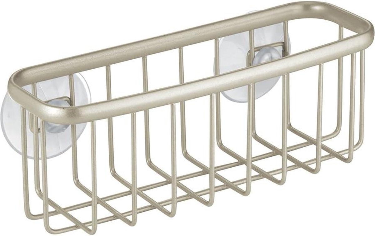 Spoelbak Organizer Axis Sponshouder - Roestvrij Coating - Spons en Pannenkrassen - Matzilverkleurig - Gesatineerd - Zuignappen