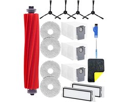 Geschikt Voor zes maanden 17 stuks reserveonderdelen set geschikt voor Roborock Q Revo stofzuiger accessoires kit: 1 hoofdborstel, 4 schoonmaakdoeken, 4 zwarte zijborstels, 2 HEPA-filters, 3 stofzuigerzakken