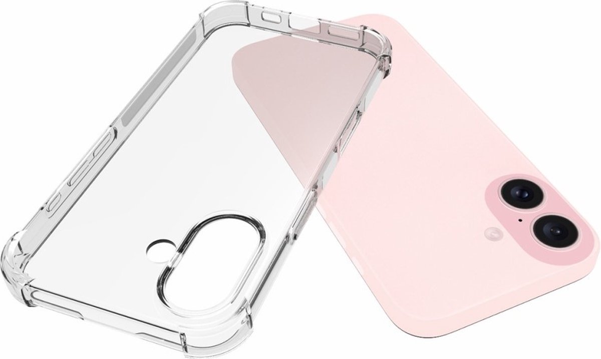 iPhone 16 hoesje transparant TPU schokbestendig met AirBag corners beschermhoes cover case - Afbeelding 4