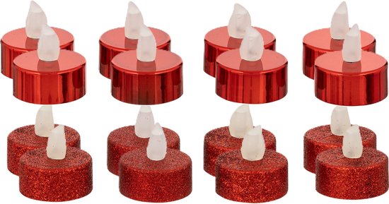 Feeric lights and christmas LED theelichtjes/waxinelichtjes - 16x -rood