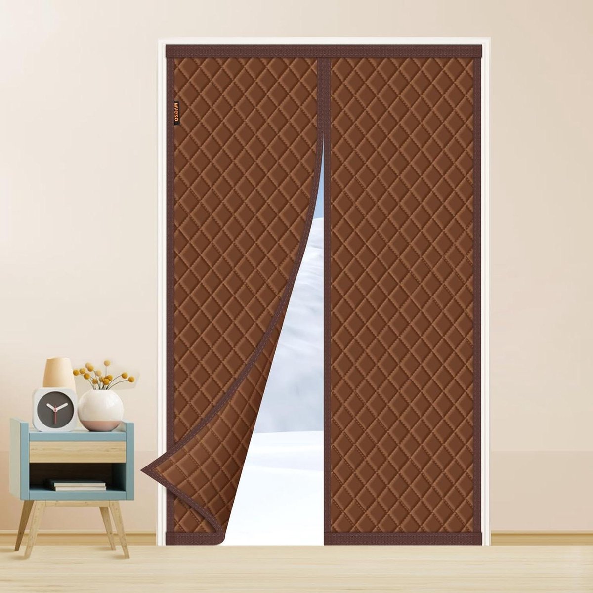 Bescherming tegen kou 100 x 210 cm - Magnetisch warmtewerend deurgordijn - Energiebesparend - Thermisch gordijn - Bruin