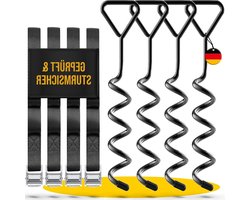 Grondanker trampoline set - extra veilige premium uitvoering - trampoline anker - trampoline bevestiging bodem - grondhaak - verstelbare XXL-riem - 250m