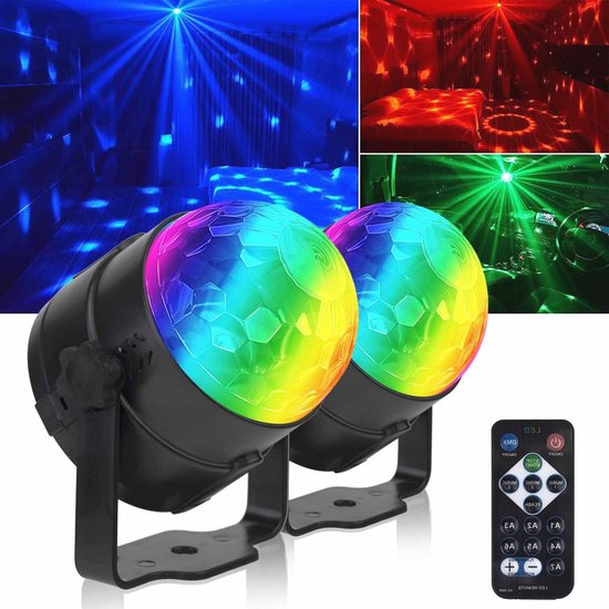 Lancoon Disco bal draagbare mini lamp stroboscoop horloge USB-band voice opladen met zuignap voor kinderen, partij, auto, dans, DJ club (blauw