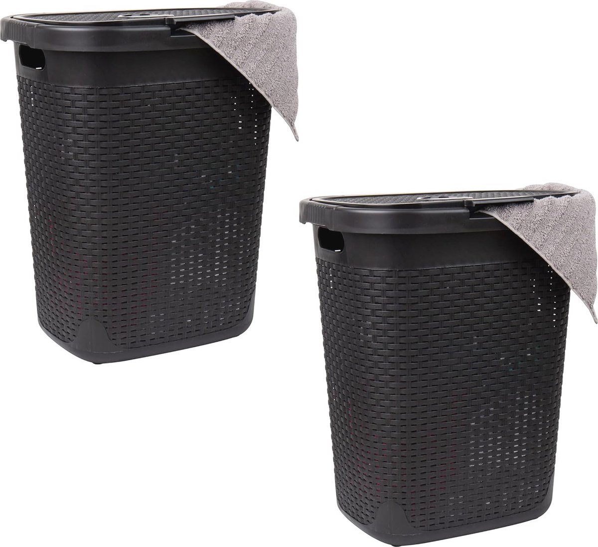 Goedkoopste Set van 2 slanke wasmanden met deksel - ideale opbergoplossing voor kleding, speelgoed en meer
