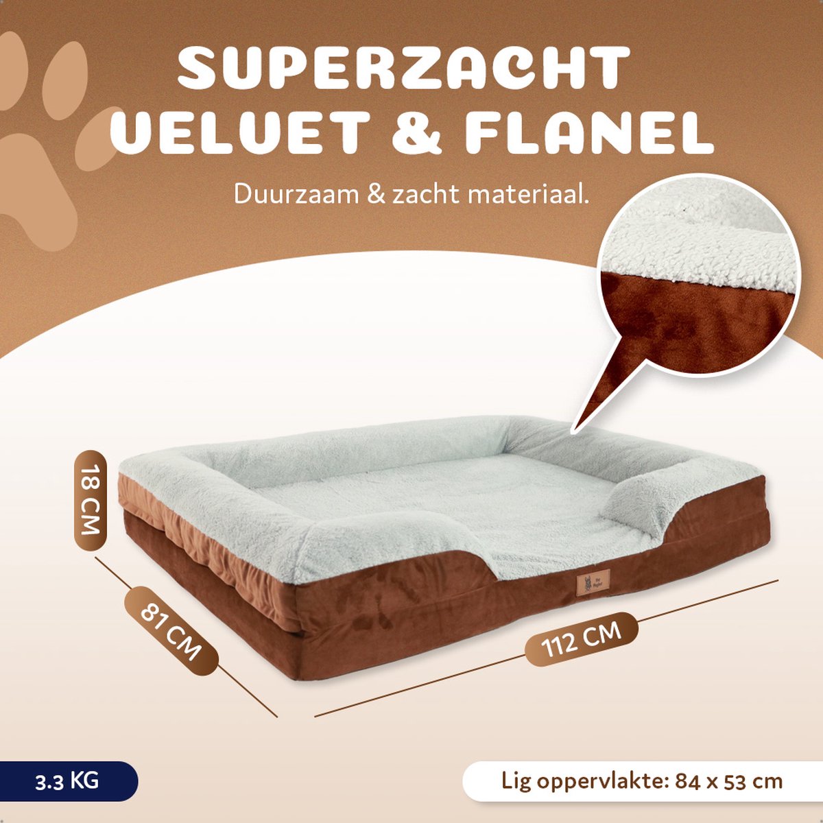 Pet Perfect Luxe Orthopedische Hondenmand - Orthopedisch Hondenkussen -Afneembare hoes - Wasbaar - Met Rits - XL - Core Serie – foto 4