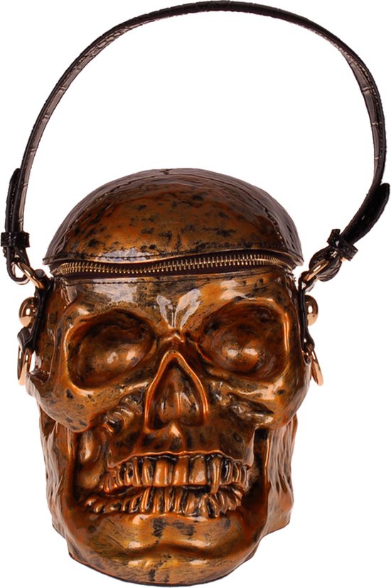 Sac à main - Crâne / Bronze & Zwart - Accents dorés - PVC - 22x20x14cm
