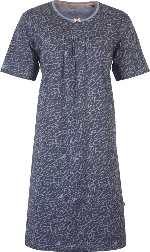 Chemise de Nuit Femme Medaillon - Col Rond - Katoen - Grijs - Taille S