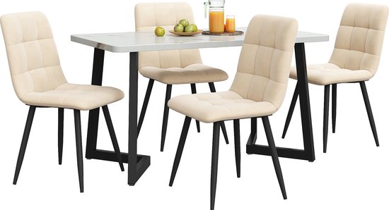 GrandCA HOME Esstisch Mit 4 Stühlen – Modernes Set In Beige, Platzsparend & Stylisch