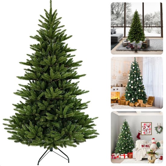 Kunstkerstboom 180 CM ( 120 cm), Groene Kerstboom met 960 Takken, 6 FT Perfecte Kerstdecoratie met Metalen Standaard, Afneembaar, Inklapbaar en Vlamvertragend