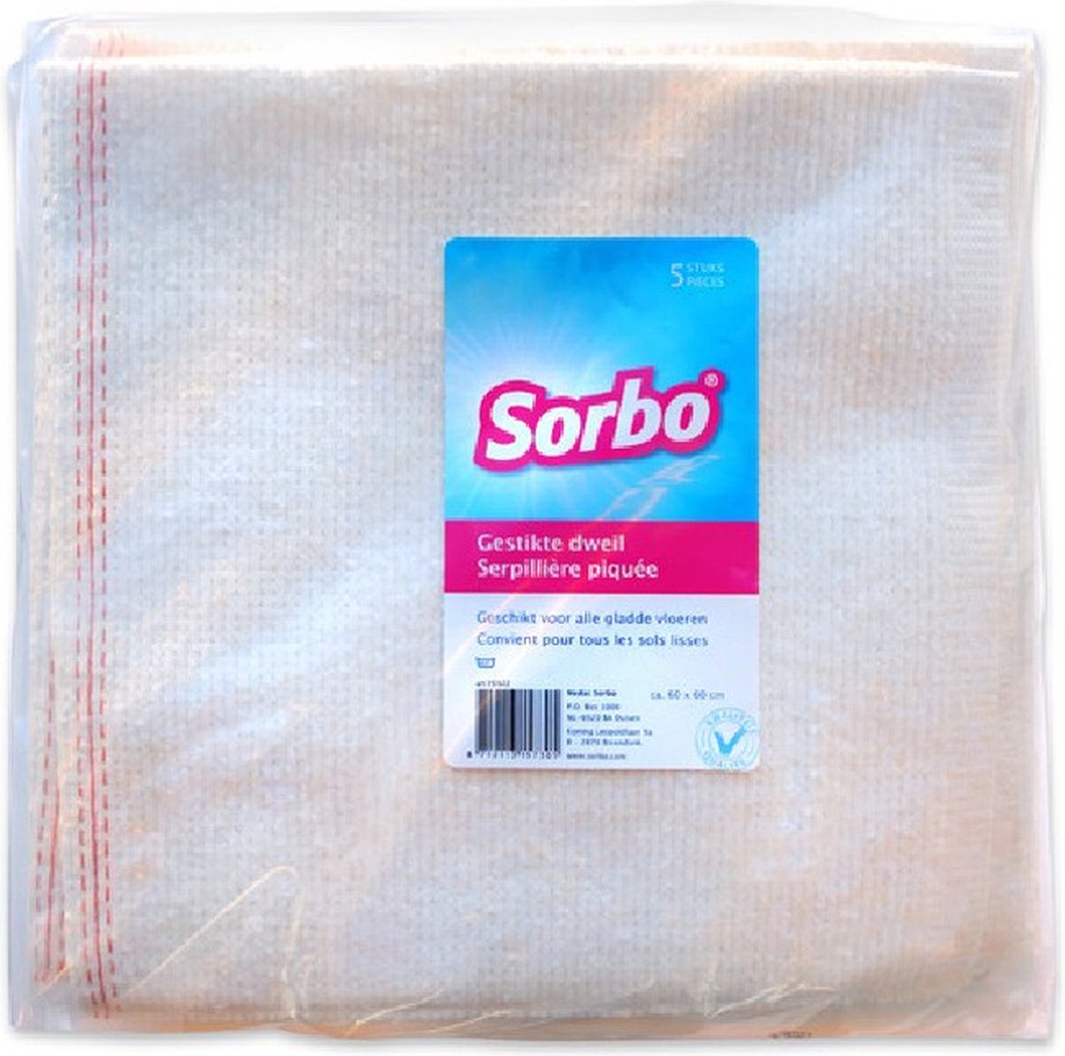 Goedkoopste 5x Sorbo witte katoenen dweilen/schoonmaakdoeken 60 x 60 cm - Dweiltjes/uishouddoekjes/schoonmaakdoekjes/vaatdoekjes/allesdweilen