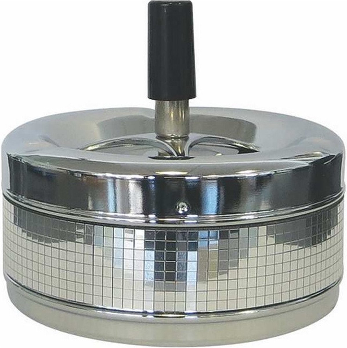 Goedkoopste 1x Verchroomde draaiasbakken/drukasbakken 11 cm - Terrasasbak/tafelasbak/draaiasbak/drukasbak asbak - Rokersbenodigdheden - Rookaccessoires