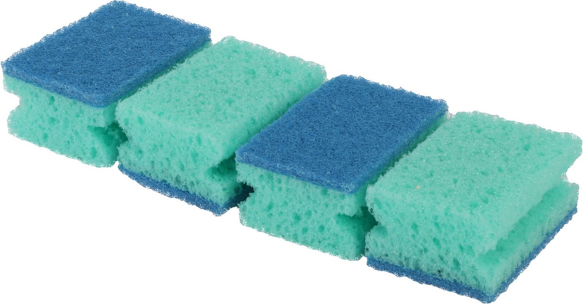 Schuursponsjes - 16x - blauw - viscose - krasvrij - schoonmaaksponzen