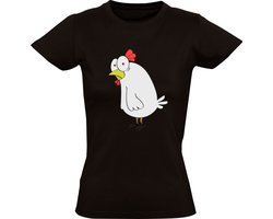 Chicken Scared Dames T-shirt - kip - dieren - grappig - bang - humor