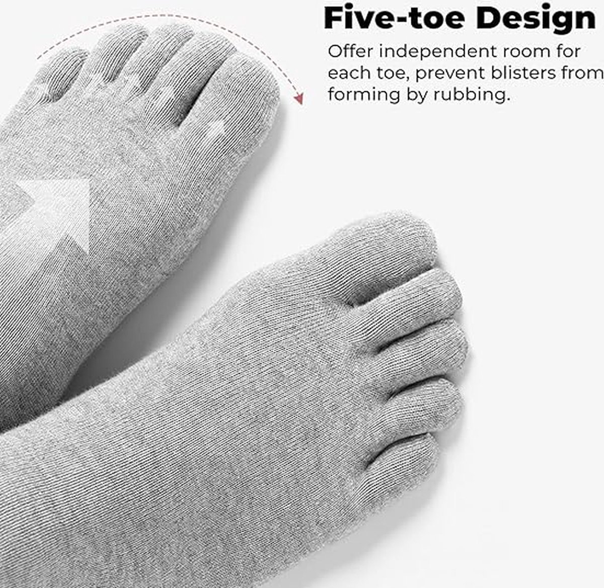 TSHAOUN 5 Paar Teen Sokken - Ademende Katoen Vijf Vinger Running Mini Crew Sokken voor Heren, UK 6-10/Eur 39-45