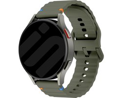 Strap-it Smartwatch bandje 20mm - Siliconen Wave bandje geschikt voor Samsung Galaxy Watch Active (2) / Watch 3 - 41mm / Watch 1 - 42mm / Gear Sport - Amazfit Bip / GTS - Polar Ignite / Unite / Pacer - legergroen
