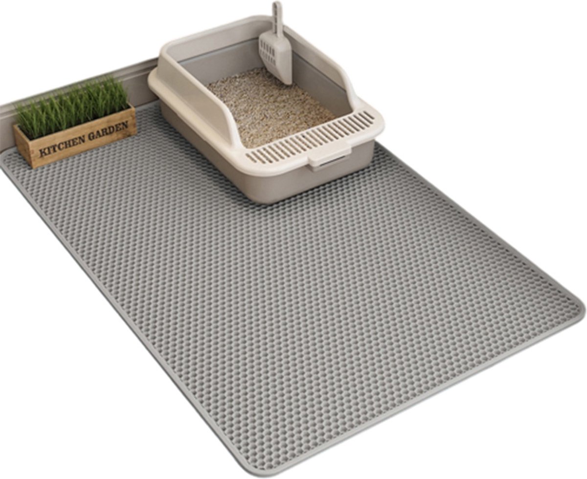 Kattenbakmat 30x45 Cm – Honingraat Design, Dubbellaags, EVA, Antislip, Opvouwbaar – Zwart