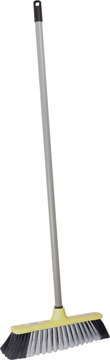 Goedkoopste Brumag zachte bezem voor binnen - bezemkop geel - breedte 35 cm - steel 130 cm - voor alle vloeren - zachte haren - kunststof
