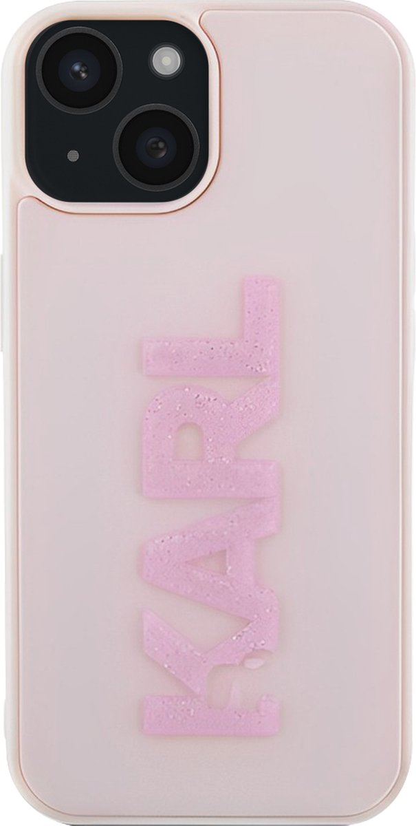 iPhone 15 Backcase hoesje - Karl Lagerfeld - Effen Roze - TPU (Zacht)