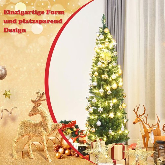 COSTWAY Kunstkerstboom met metalen standaard 150 cm/180 cm/210 cm/240