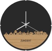 Skyline Klok Rond Zundert Bamboe hout - Ø 44 cm - Stil uurwerk - Wanddecoratie - Meer steden beschikbaar - Woonkamer idee - Woondecoratie - City Art - Steden kunst - Cadeau voor hem - Cadeau voor haar - Jubileum - Trouwerij - Housewarming -
