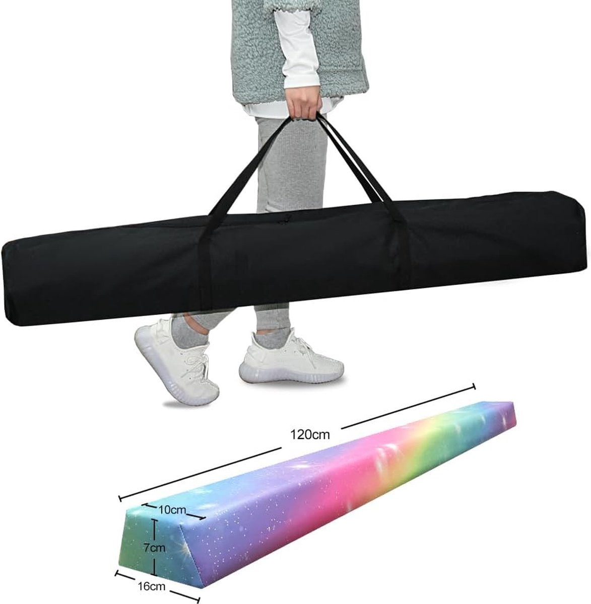 Balansbalk/gymnastiekbalk voor thuis, school, gymnastiekbalk, 30 cm hoog, evenwichtsbalk van hout, trainingsmateriaal voor gymnastiek, voor de kleuterschool (L-240 cm/98,4 inch H-30 cm/1