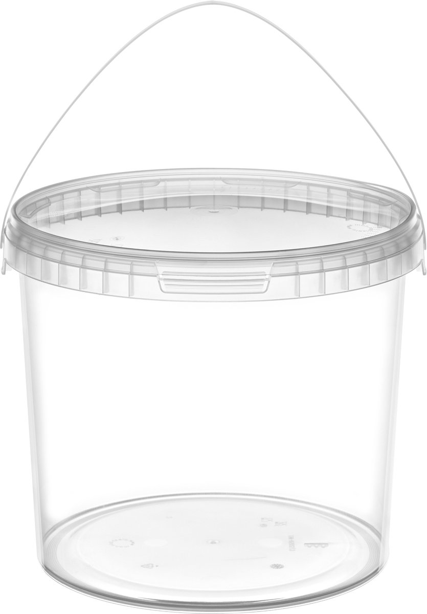 Goedkoopste 50x stuks - 8 L - Garronda Emmer Met Deksel - Verpakkingsemmer - Emmertje - Rond - Transparant GD-PL-BIS-Tra