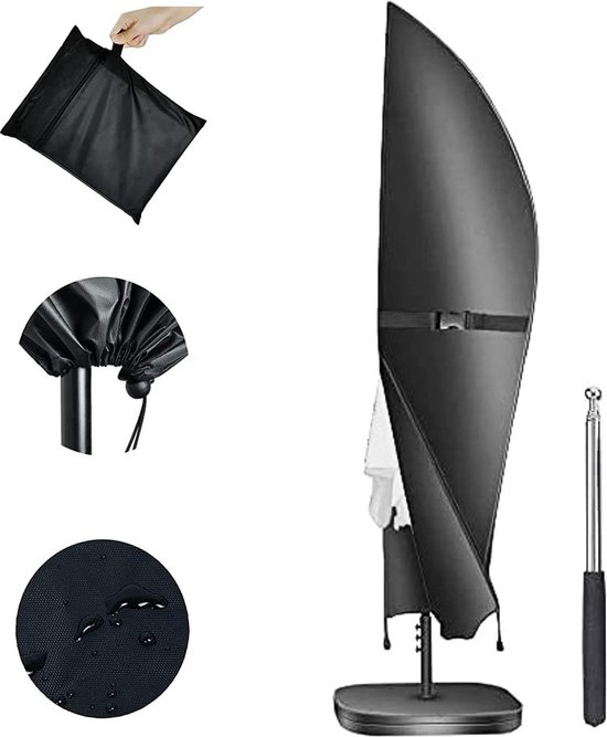 VORHOT Parasolbeschermhoes voor vrijdragende parasol Diameter 2-4 m, 420D Oxford-stof zeildoek met stang, waterdichte UV-anti-sneeuwbestendige hoes voor Tuinparaplu 265 x 40/70/50 cm VORHOT Parasolbeschermhoes voor vrijdragende parasol Diameter 2-4 m, 420D Oxford-stof zeildoek met stang, waterdichte UV-anti-sneeuwbestendige hoes voor Tuinparaplu 265 x 40/70/50 cm