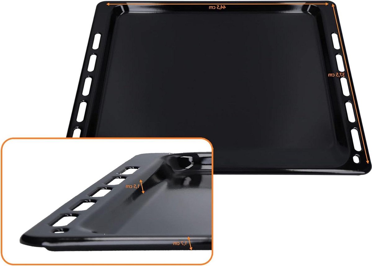 Enamelled Baking Tray 44.5 x 37.5 x 1.8 cm - Compatible with Bauknecht Whirlpool Ignis - Oven Tray Baking Sheet Plate